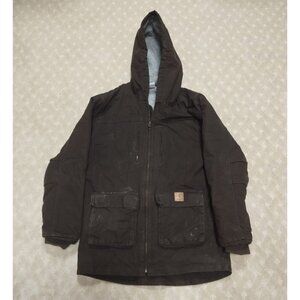 Carhartt Jacket Boys Youth Large 14/16 Brown CP8529 Sherpa Lined Canvas Workwear